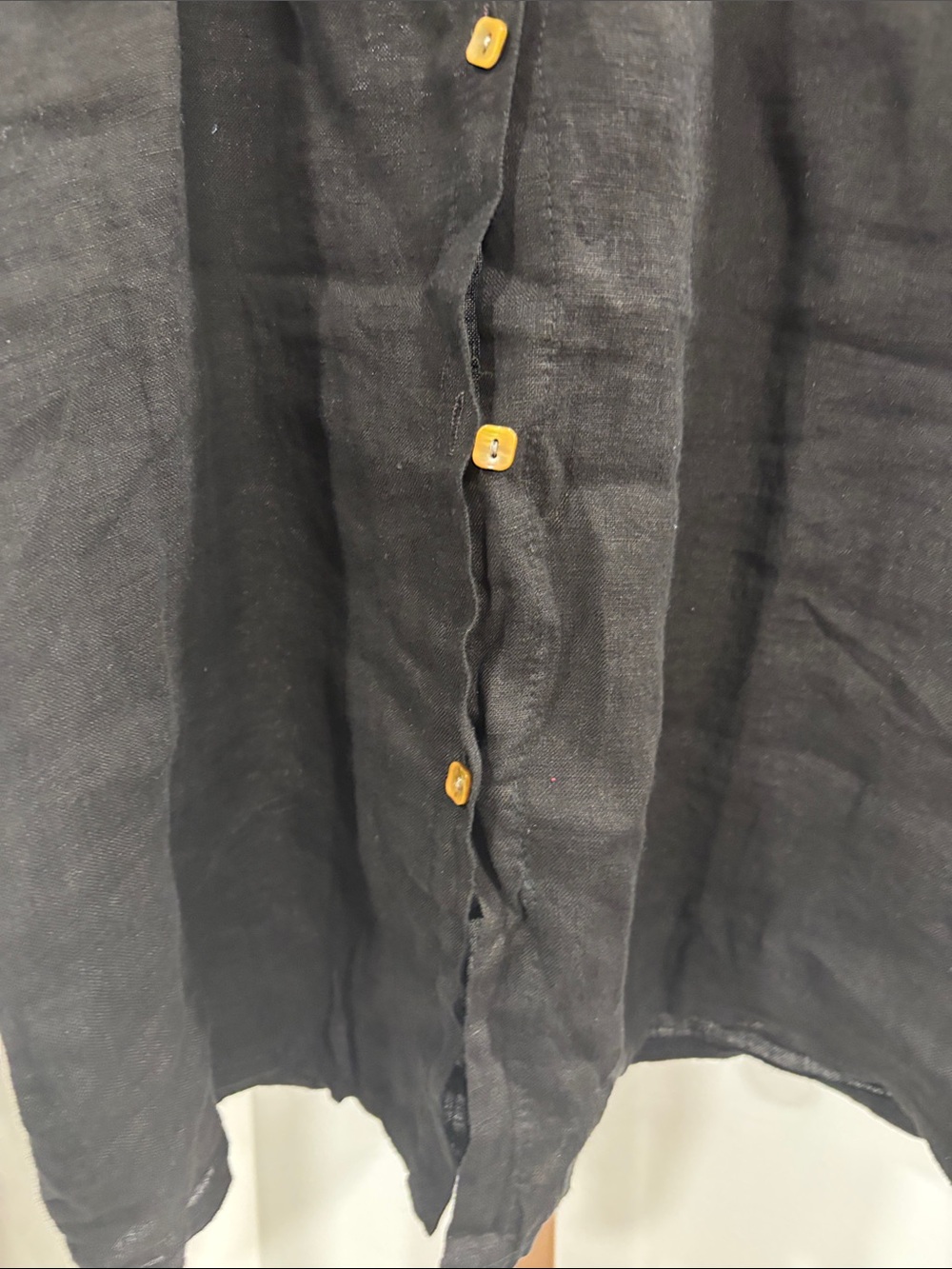 Black Lace-Trim Button Down Linen Top - Picture 4 of 6